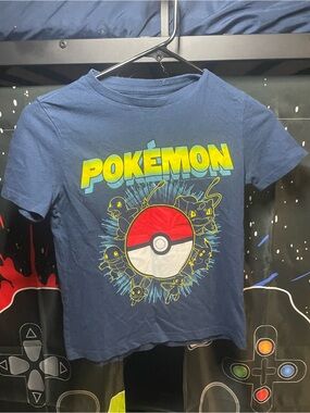 Pokemon Navy Blue Tee with Red & Yellow Poké Ball Graphic